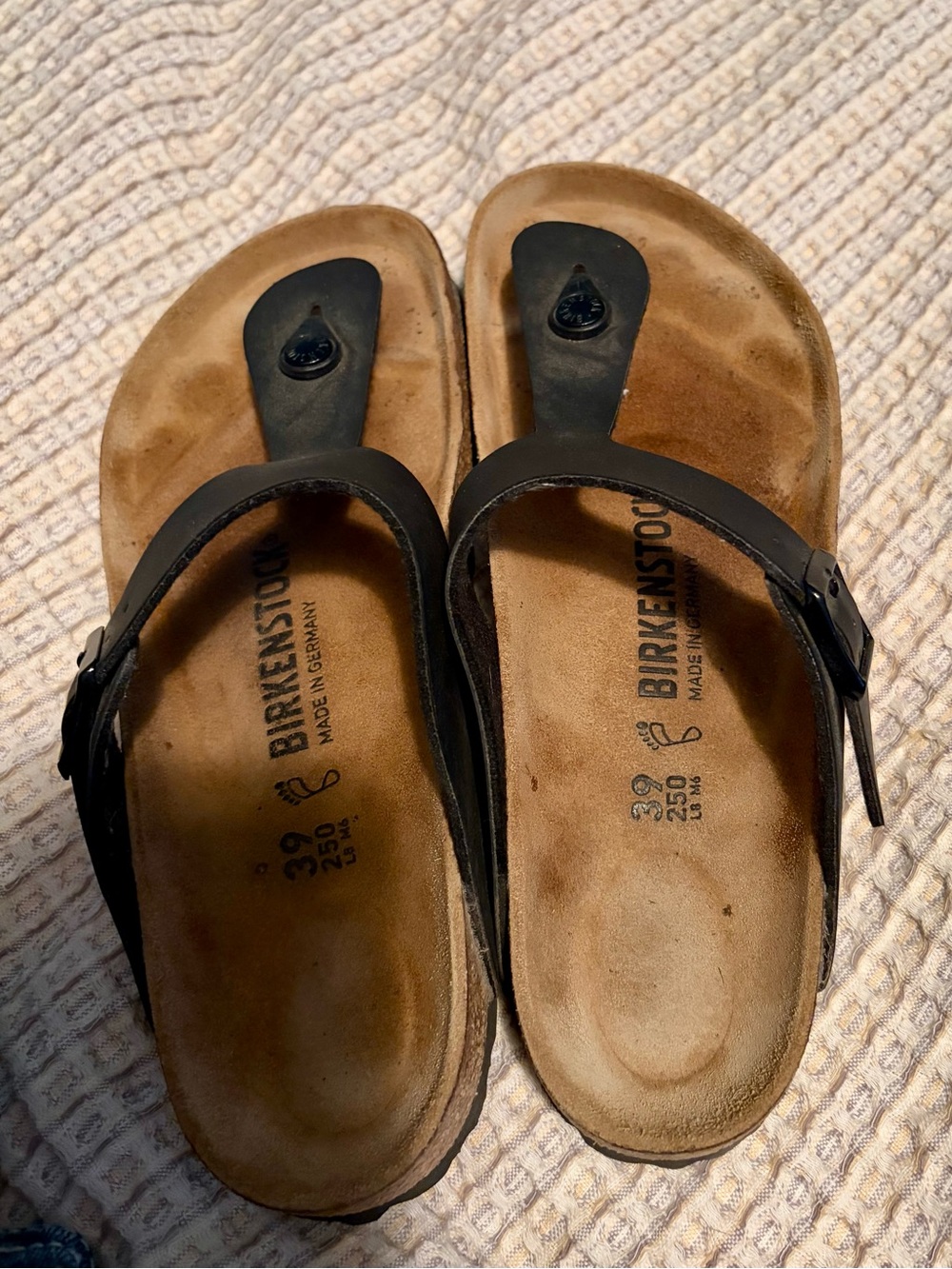 Birkenstock Black Gizeh Leather Thong Sandals